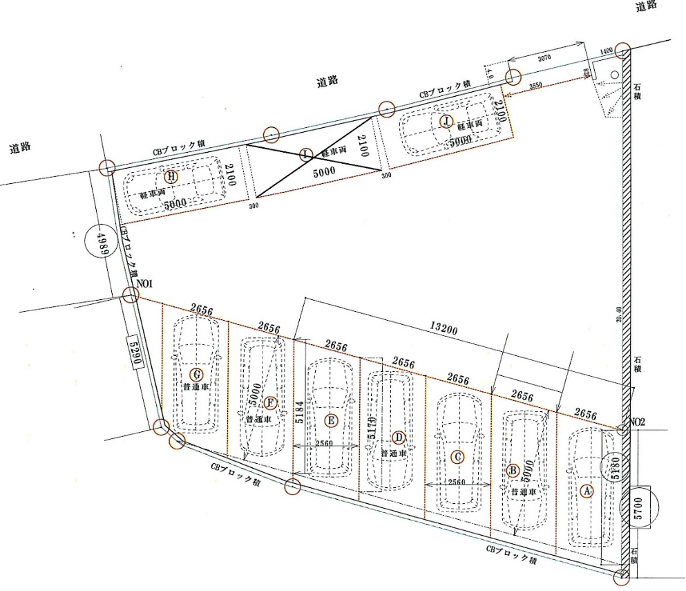 第二鳥取駐車場の駐車配置図