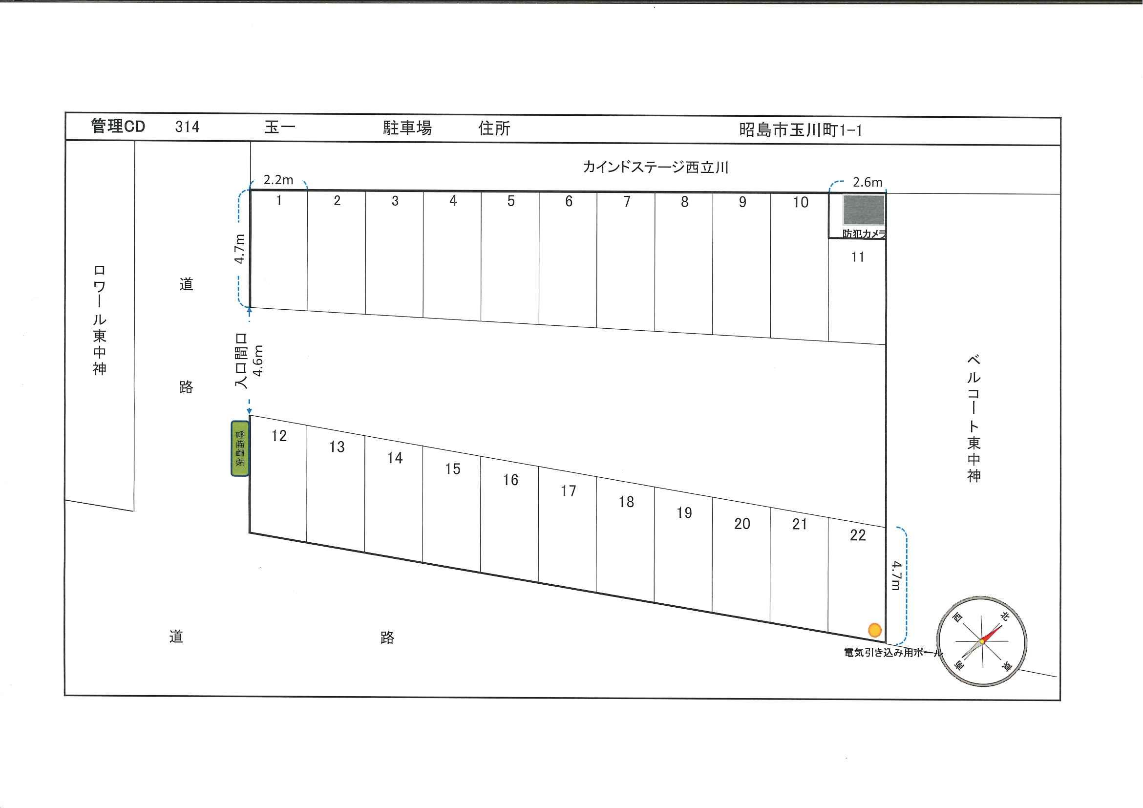 玉一駐車場の駐車配置図