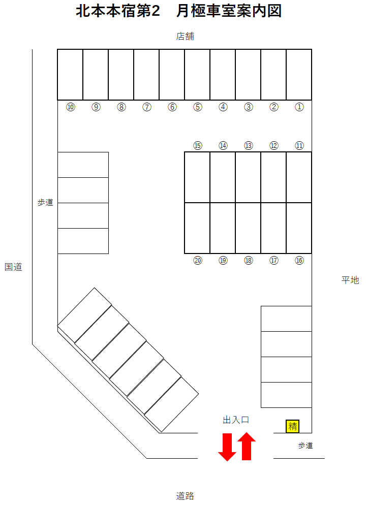 北本本宿第2の駐車配置図