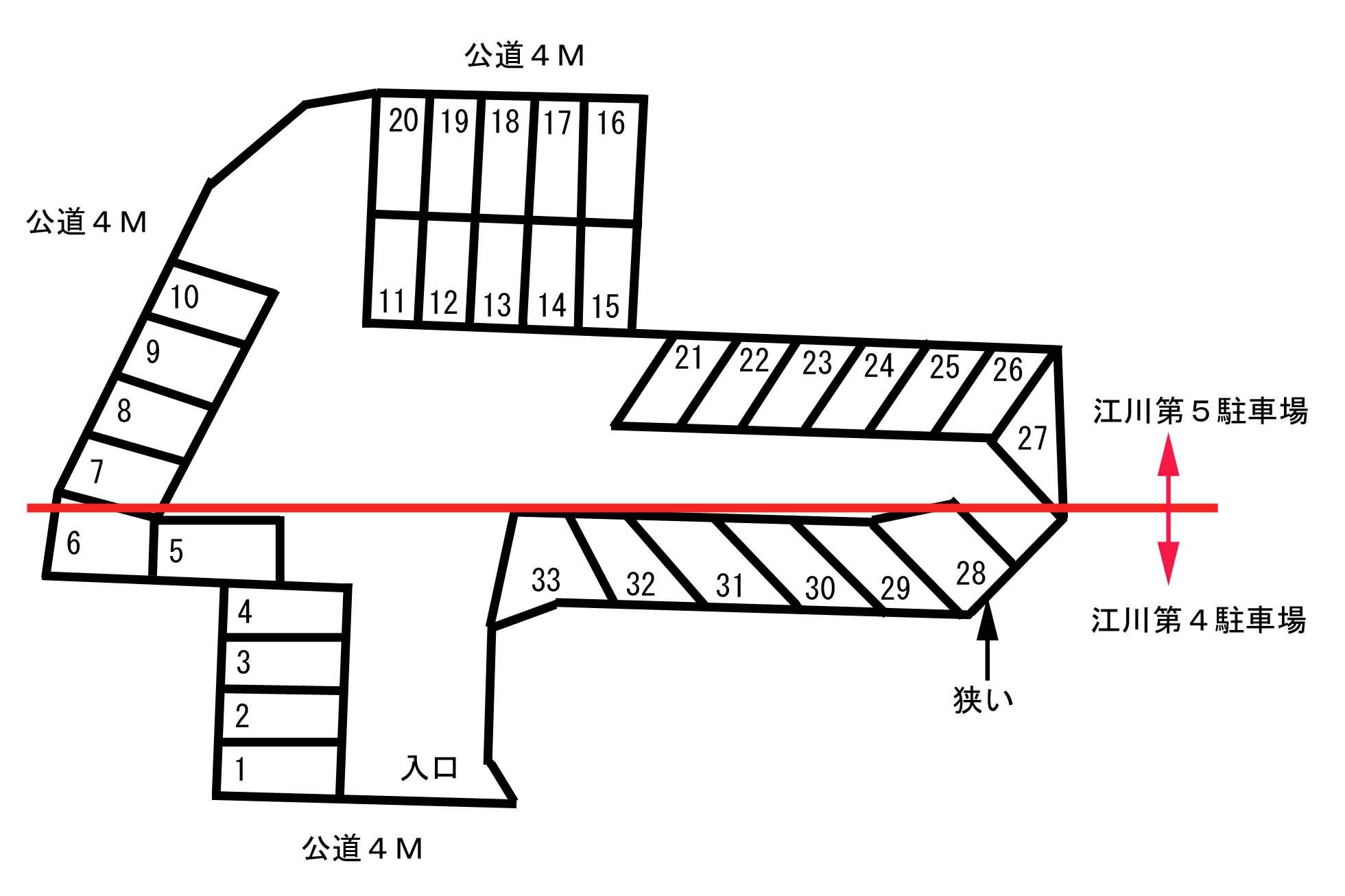 江川第４駐車場の駐車配置図