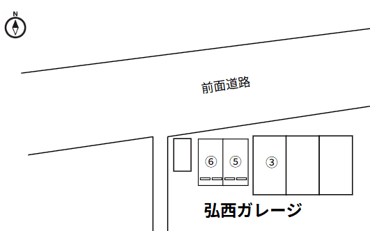 弘西ガレージの駐車配置図