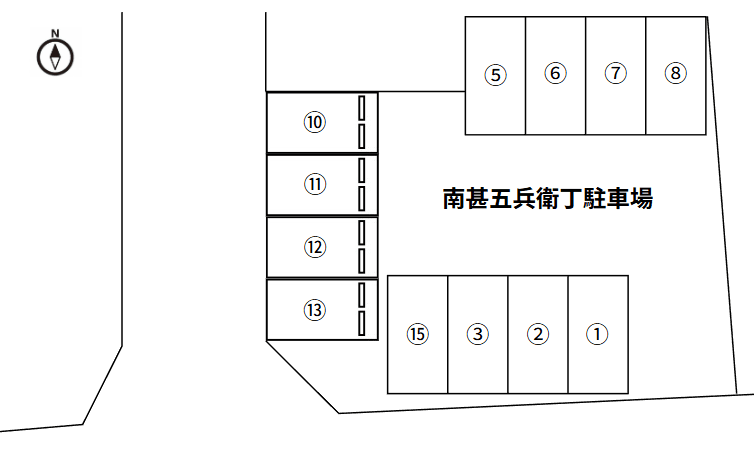 南甚五兵衛丁駐車場の駐車配置図