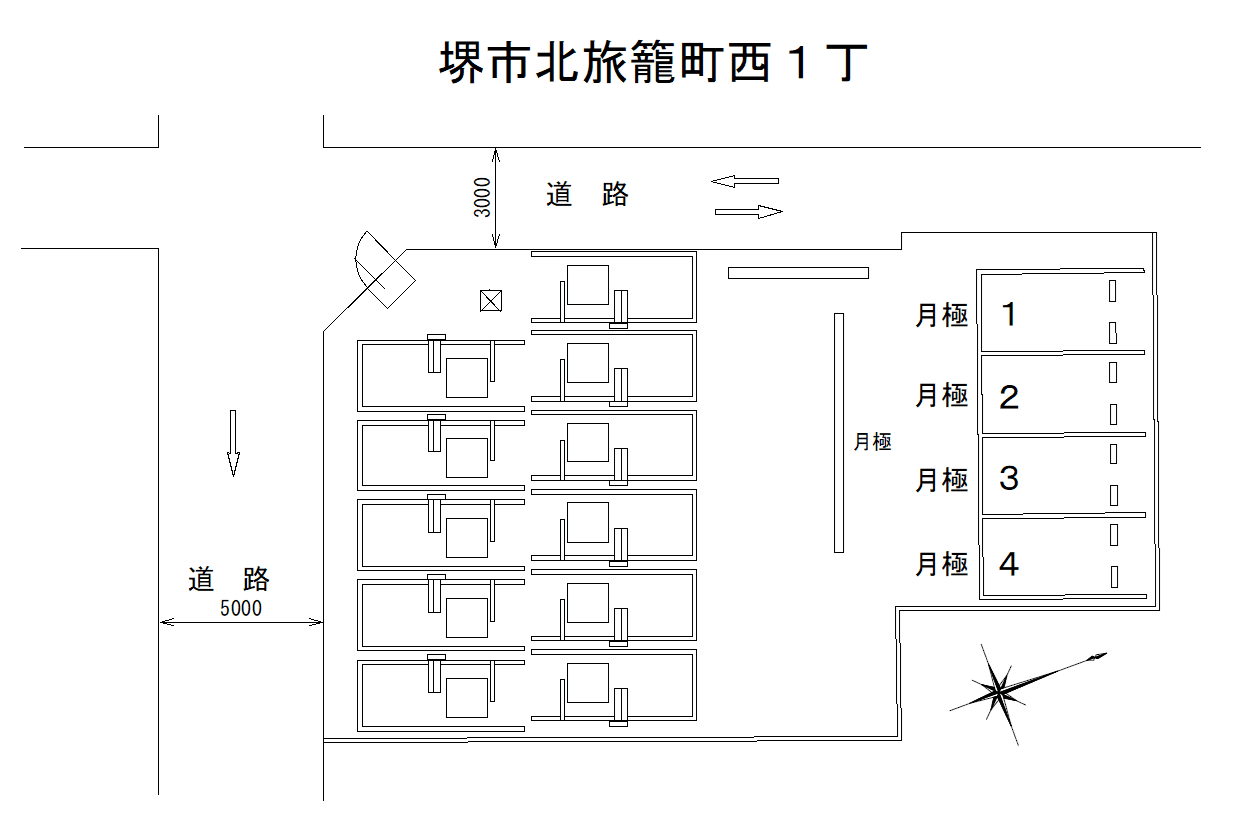 堺市北旅籠町西１丁の駐車配置図