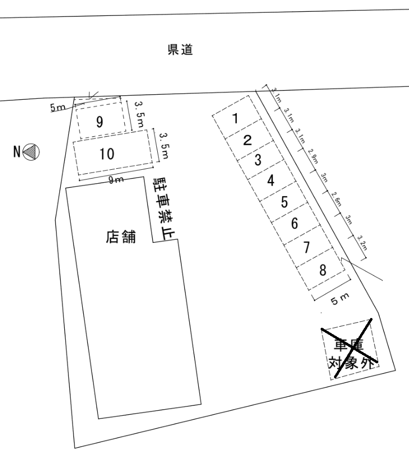 シュンラン第3駐車場の駐車配置図