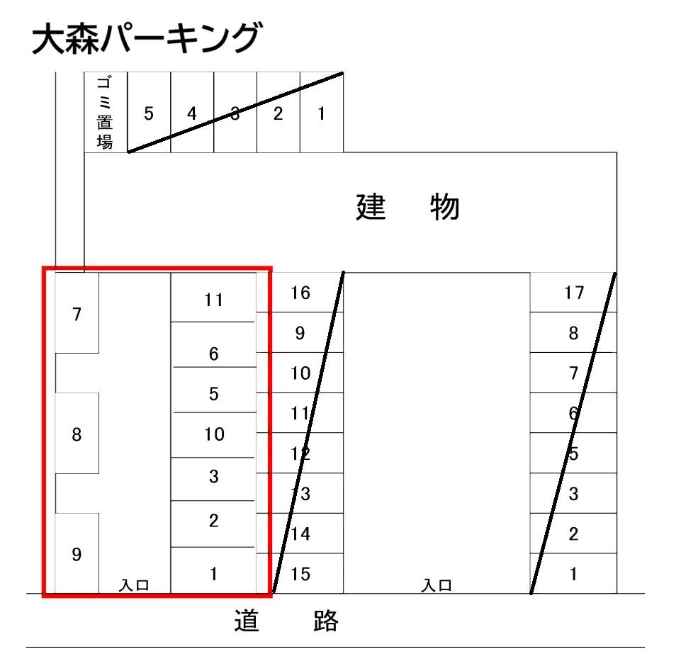 大森パーキングの駐車配置図
