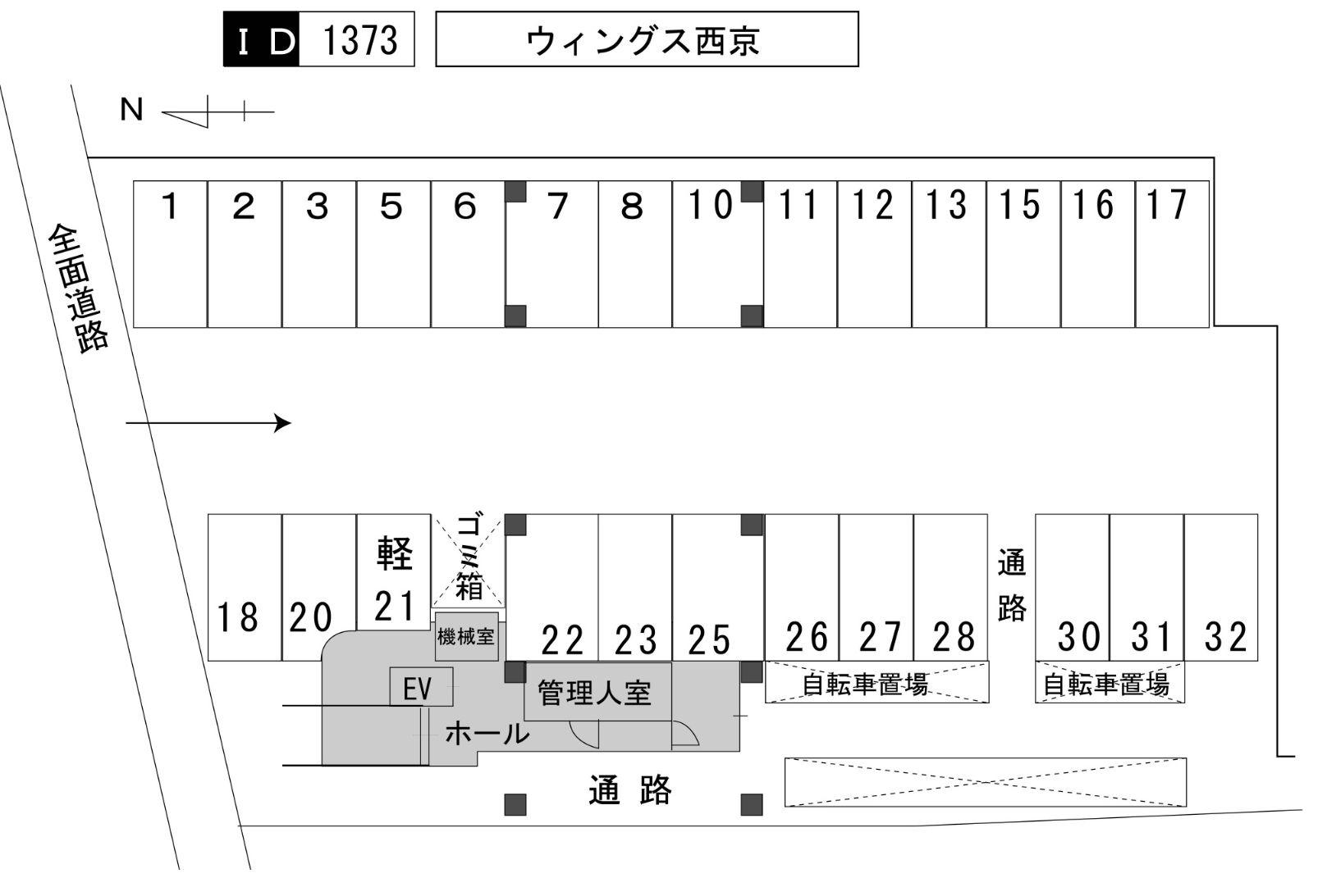 ウイングス西京の駐車配置図