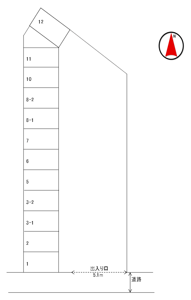 細田第4モータープールの駐車配置図