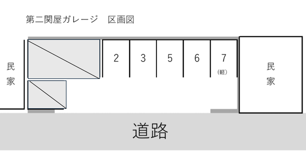 第二関屋ガレージの駐車配置図