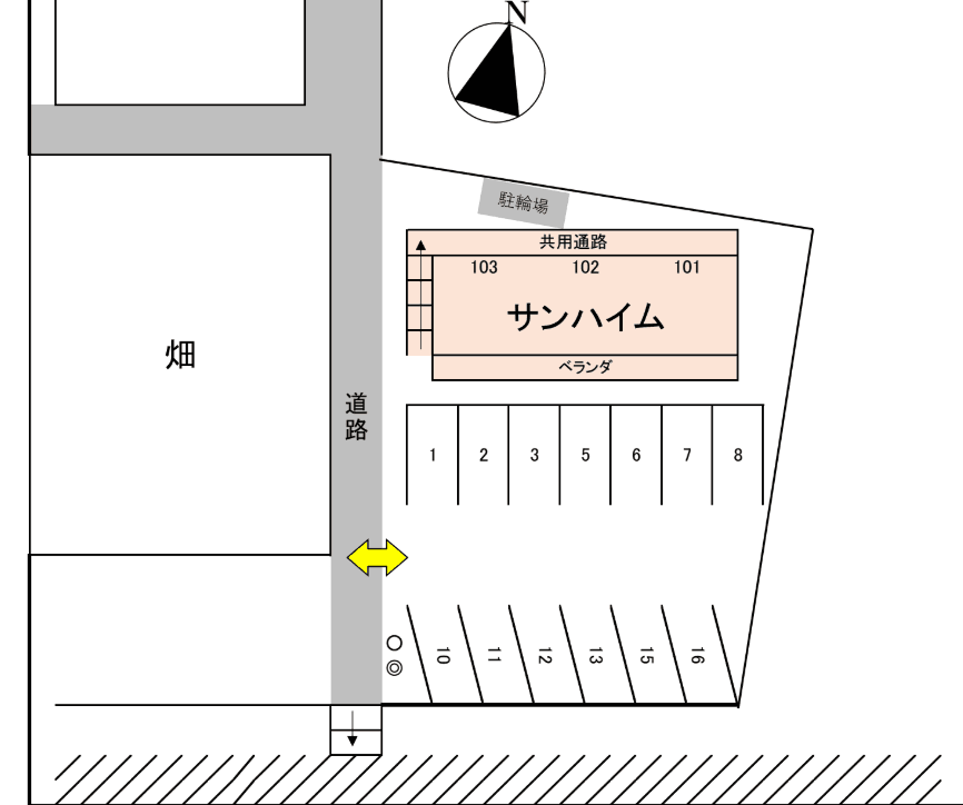 サンハイム駐車場の駐車配置図