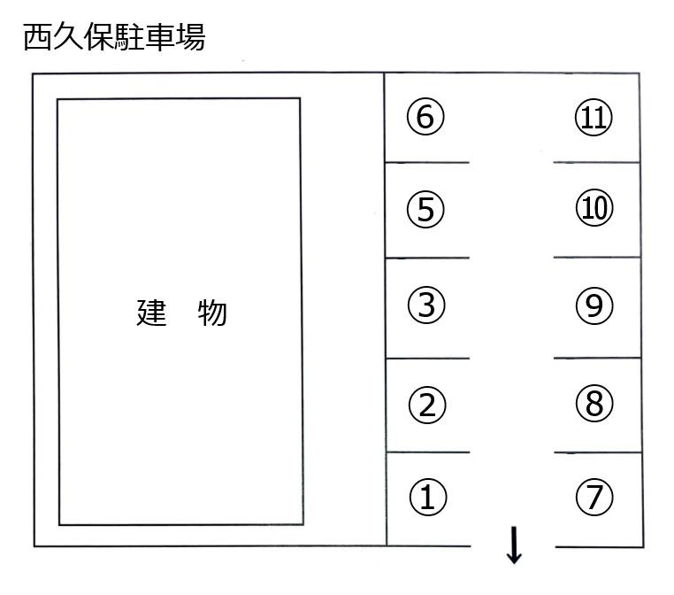 西久保駐車場の駐車配置図