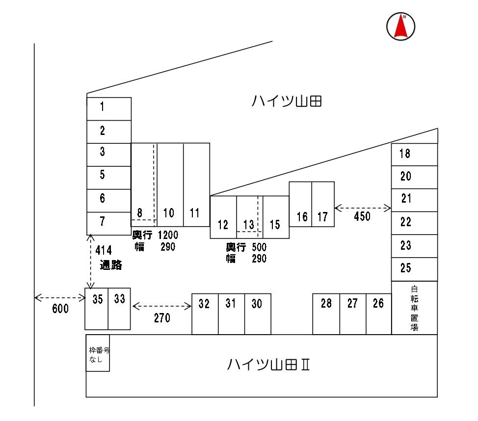 ハイツ山田モータープールの駐車配置図