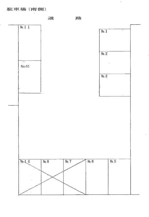 岡野南駐車場の駐車配置図