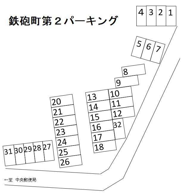 鉄砲町第２パーキングの駐車配置図