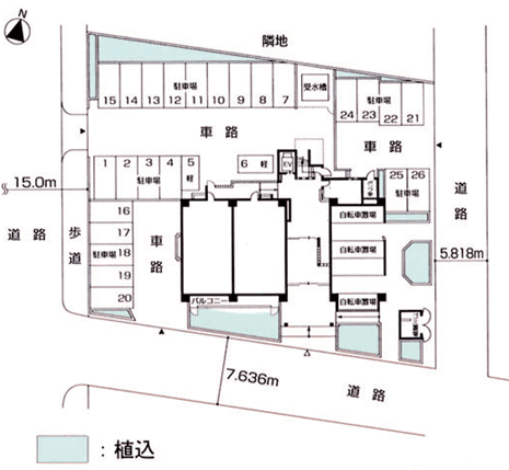 サンプラザ湯里南の駐車配置図
