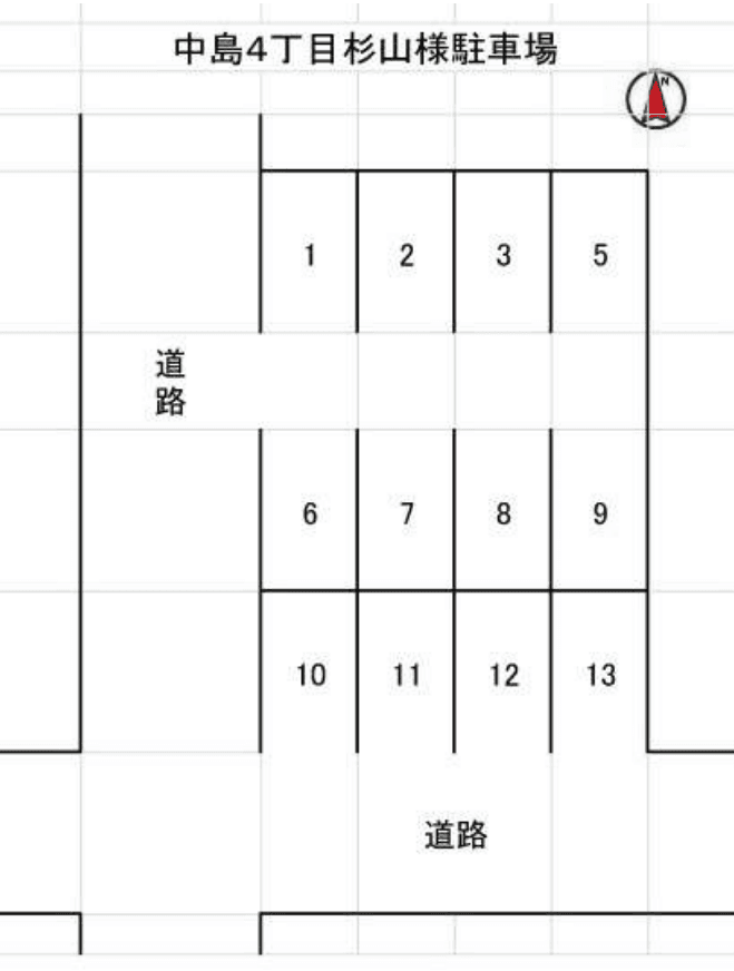中島４丁目杉山様駐車場の駐車配置図