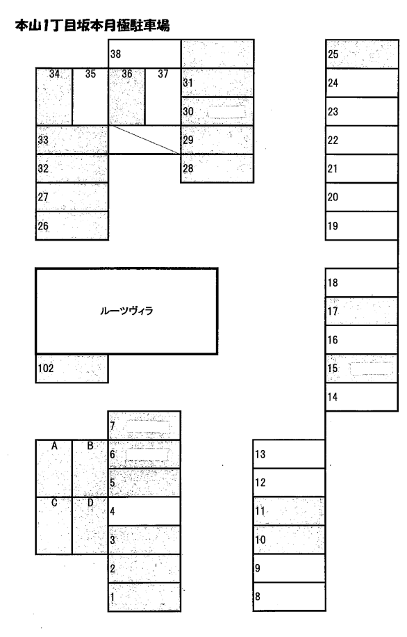本山1丁目坂本月極駐車場の駐車配置図
