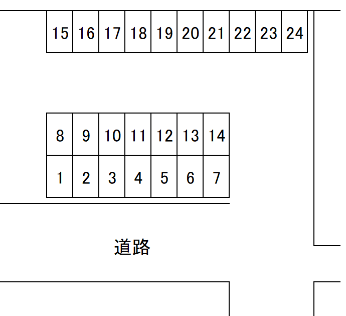 万博記念公園駅月極駐車場の駐車配置図