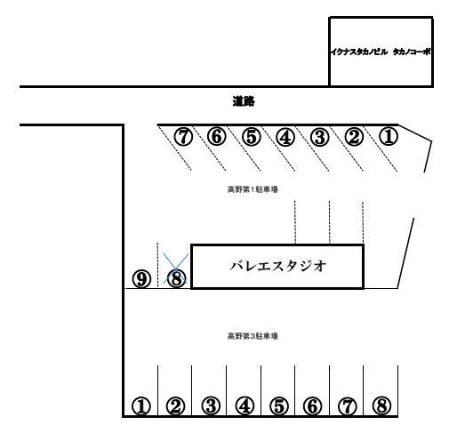 高野第3駐車場の駐車配置図
