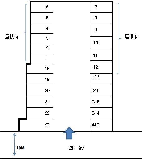 西村駐車場の駐車配置図