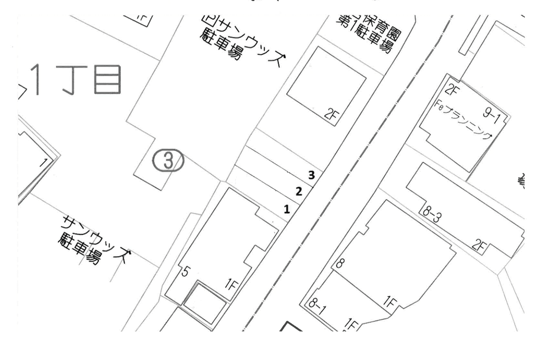 上官町駐車場の駐車配置図