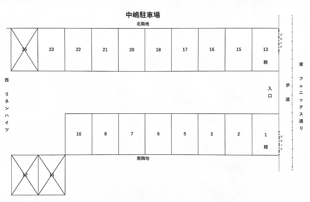 中嶋モータープールの駐車配置図
