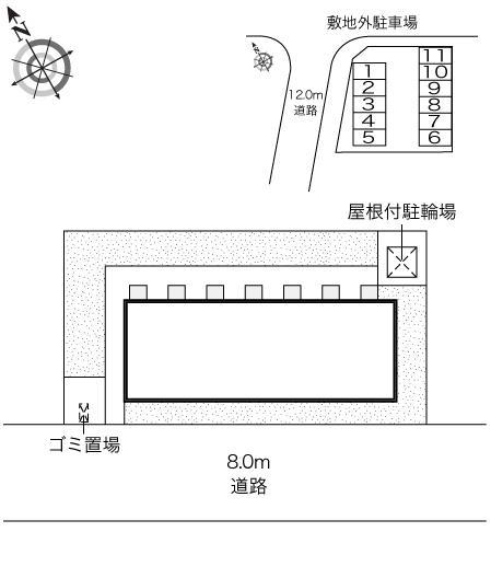 ハピネス３号館　敷地外駐車場(45368)の駐車配置図