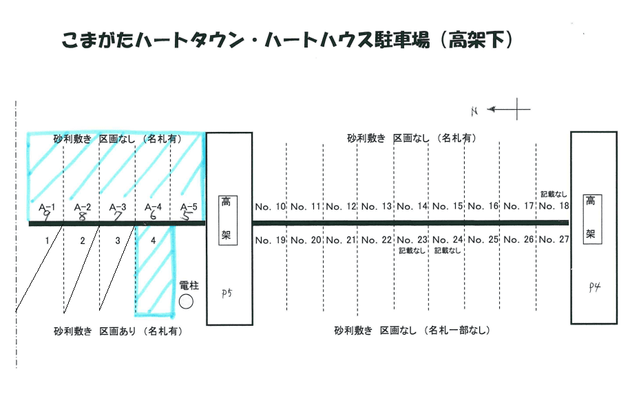こまがたハートタウン・ハウス駐車場の駐車配置図