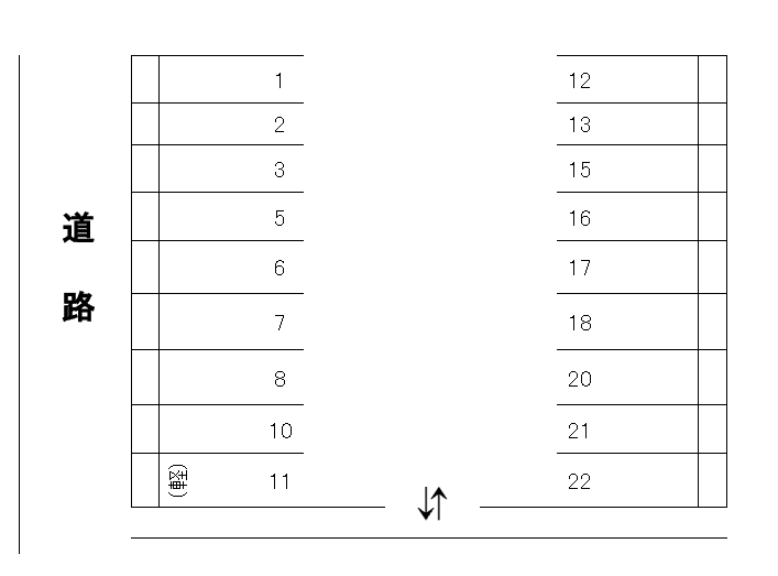 旗ヶ崎(長谷川)駐車場の駐車配置図