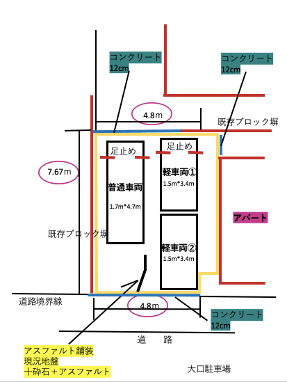 大口通駐車場の駐車配置図