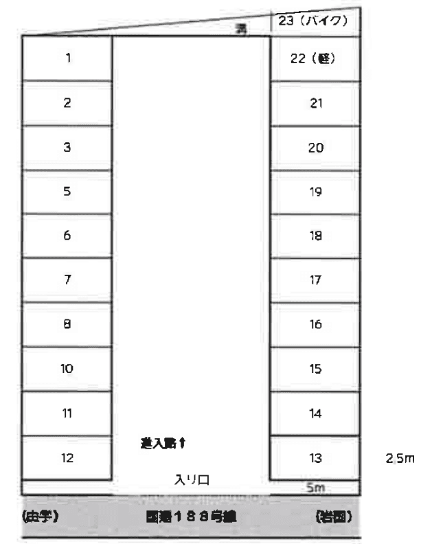藤生新パーキングの駐車配置図