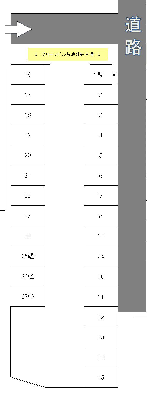 グリーンビル御井月極駐車場の駐車配置図
