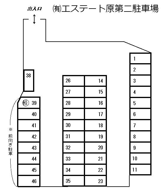 ㈲エステート原第二駐車場の駐車配置図