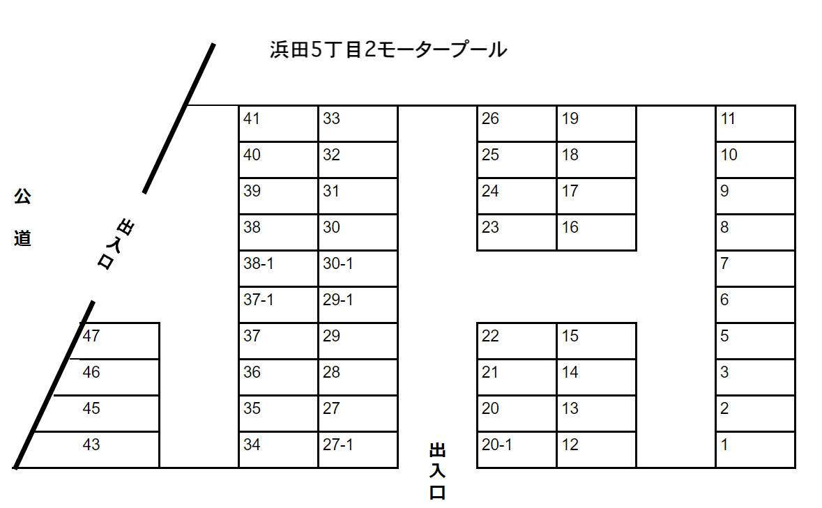 浜田5丁目2モータープールの駐車配置図