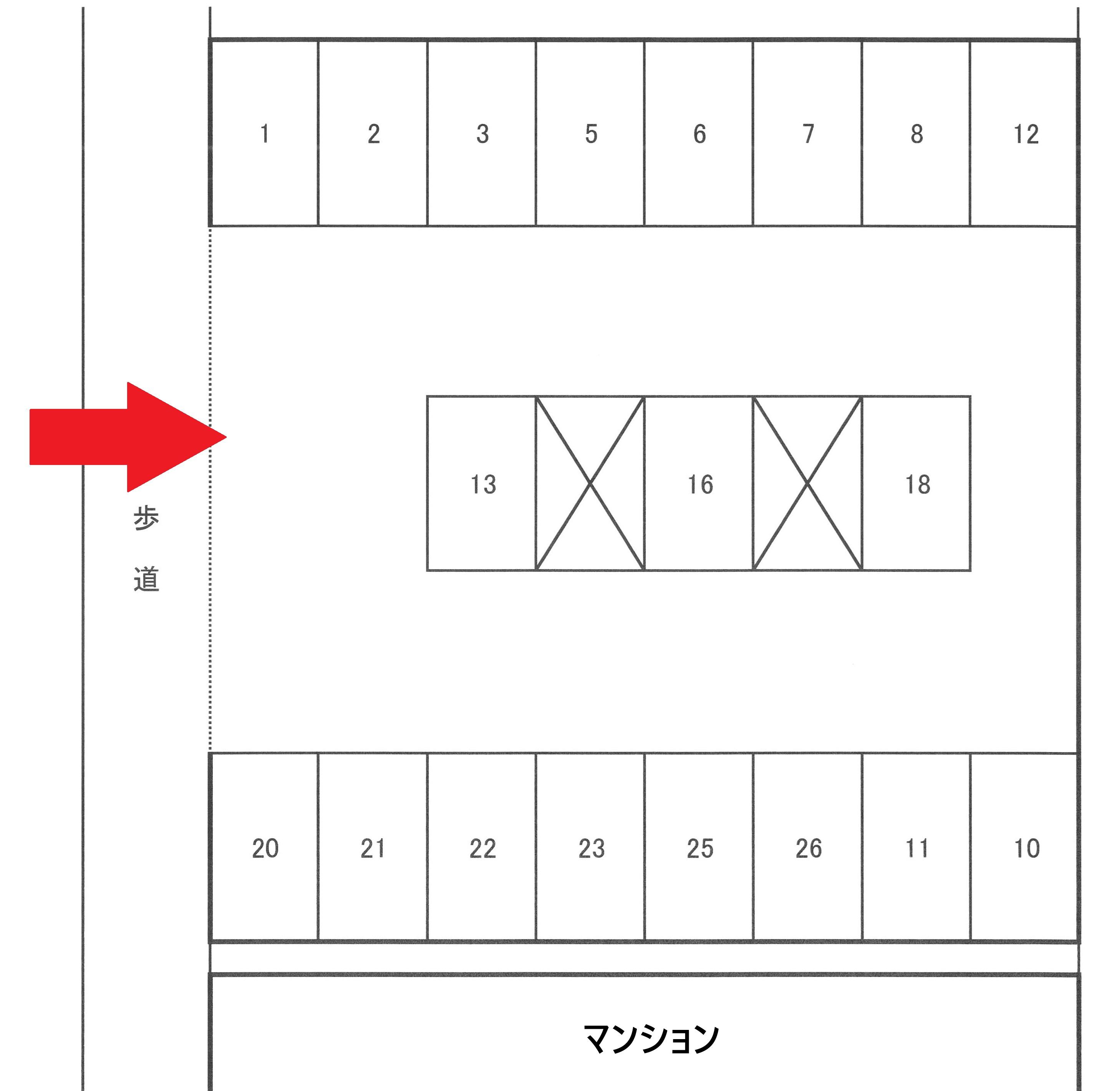 一条通4丁目7番　青空駐車場の駐車配置図