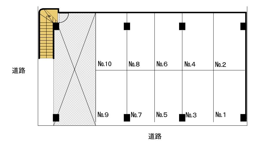 吉留駐車場の駐車配置図