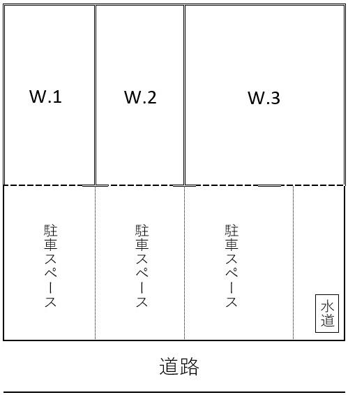 銭函3丁目ガレージの駐車配置図