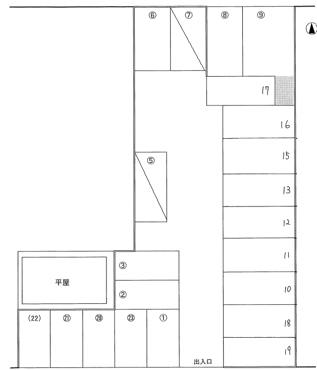 小山駐車場の駐車配置図