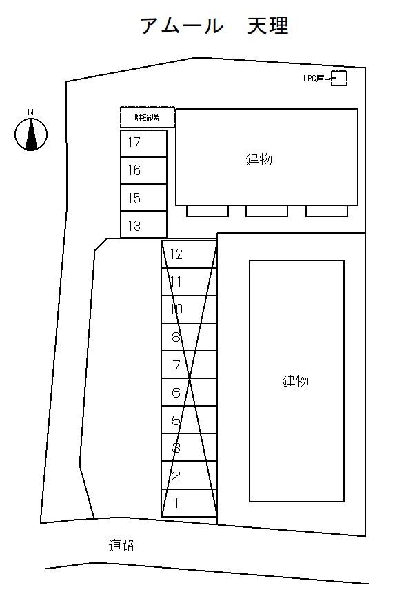 アムール　天理の駐車配置図