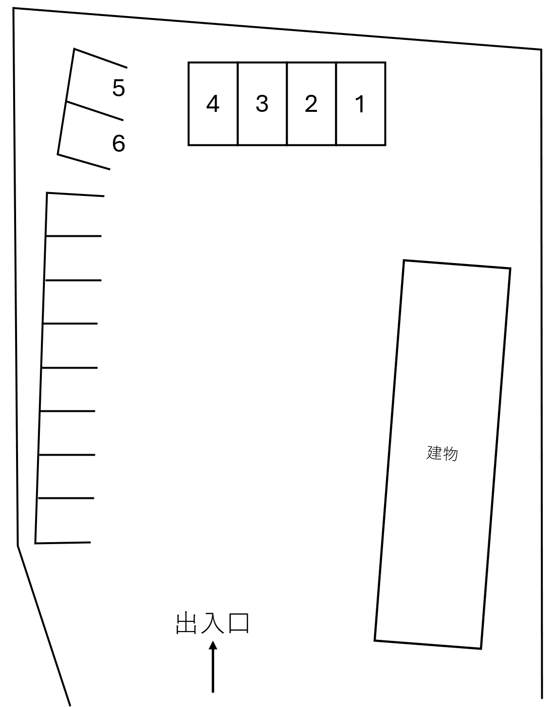 神里アパート契約駐車場の駐車配置図