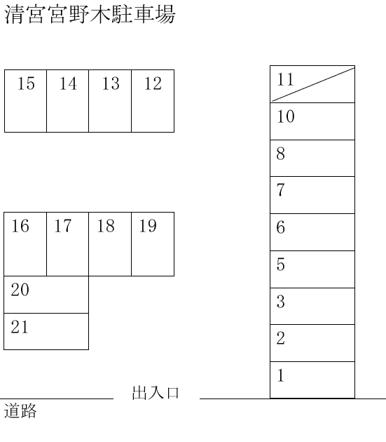 清宮宮野木駐車場の駐車配置図