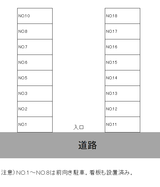 高橋駐車場1～10の駐車配置図