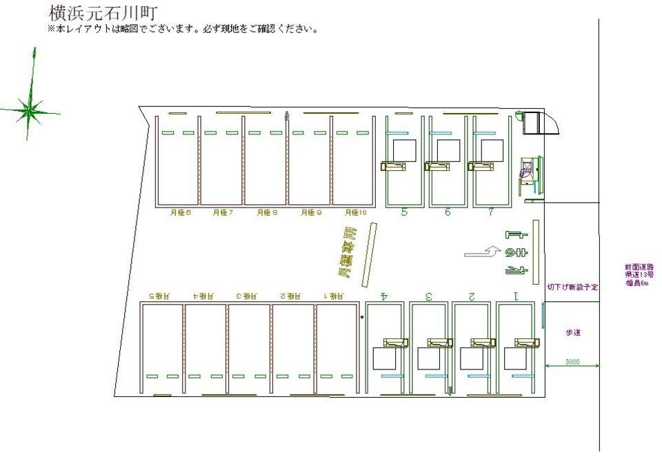 横浜元石川町の駐車配置図