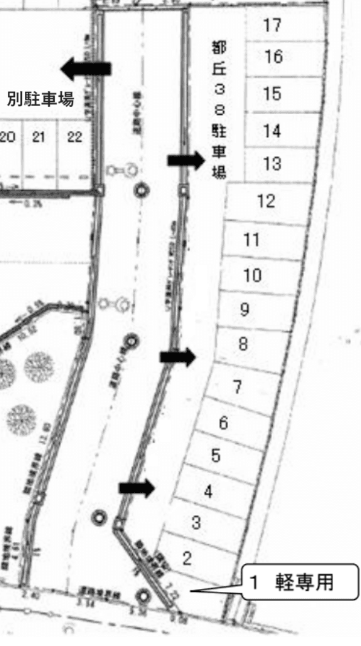 都丘３８駐車場の駐車配置図