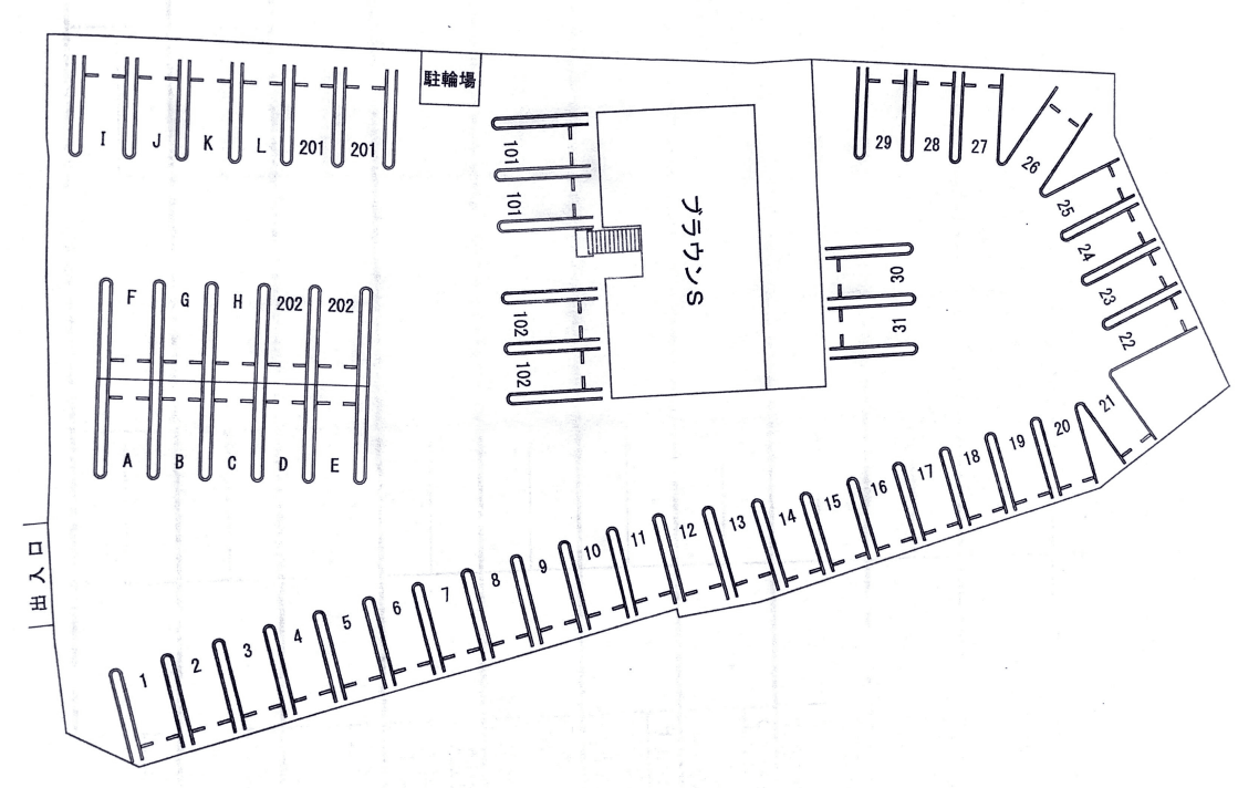 ブラウンS駐車場の駐車配置図