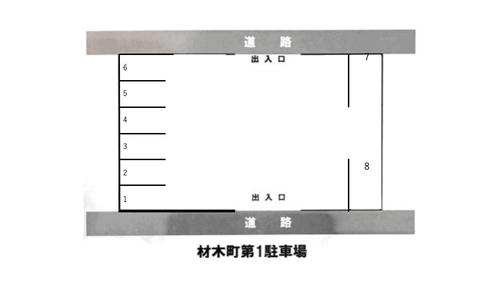 材木町第１駐車場の駐車配置図