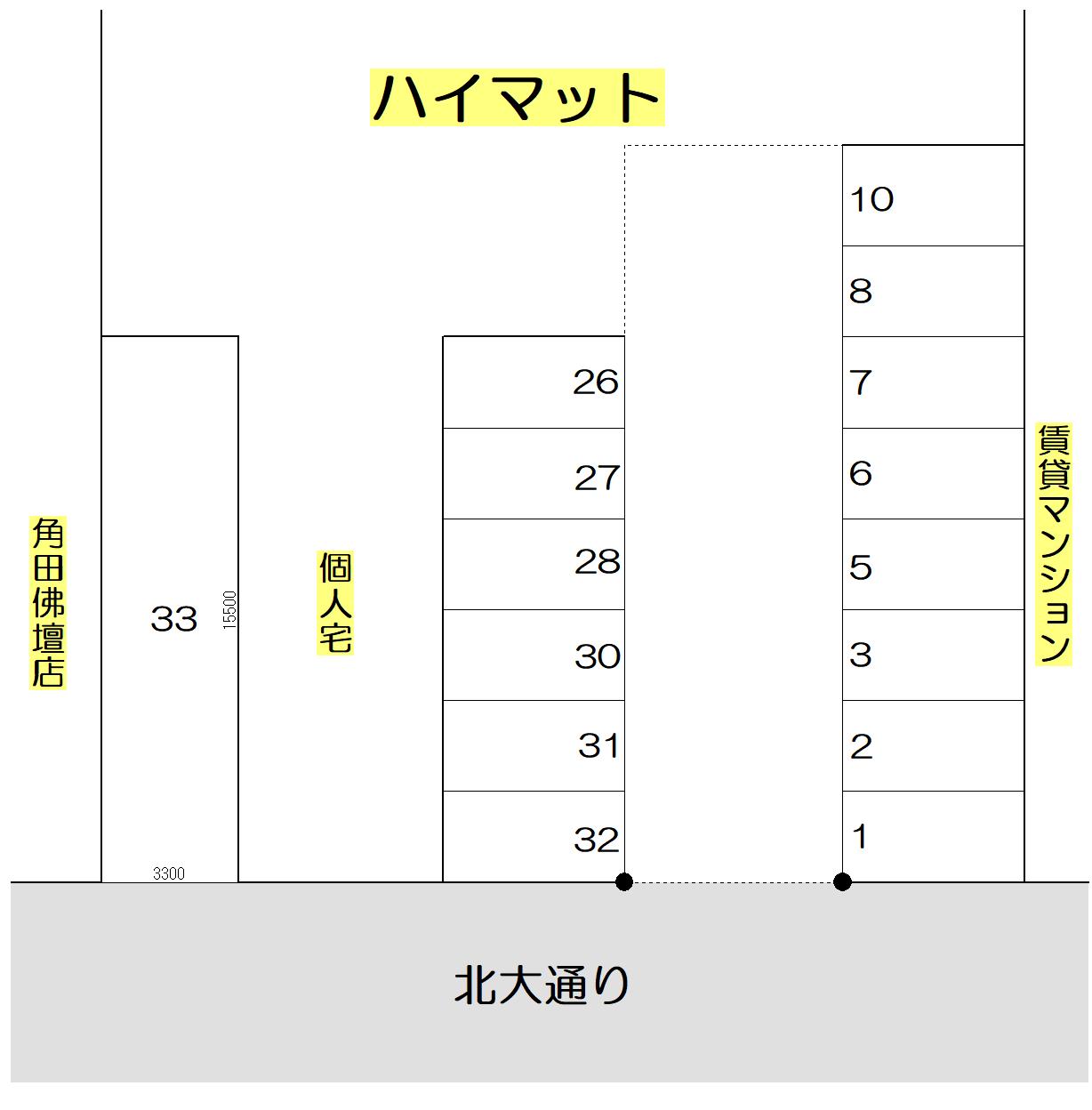和歌山市一筋目（W-一筋目）の駐車配置図
