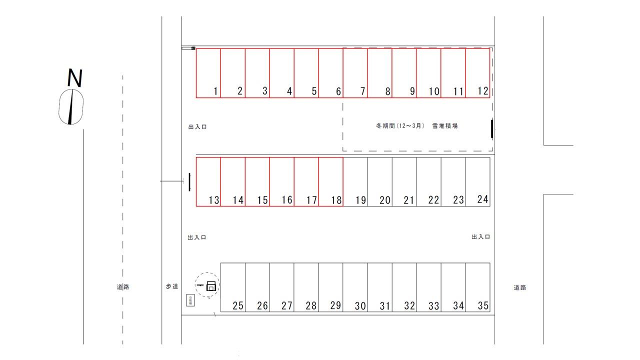 Ｄパーキング北38条東20丁目第1の駐車配置図