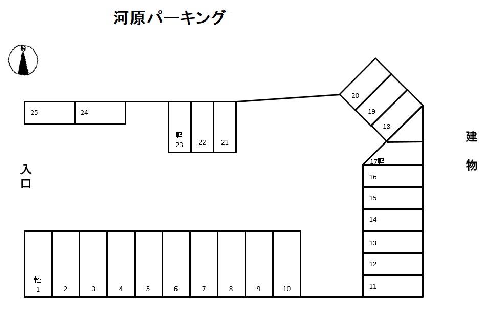 河原パーキングの駐車配置図