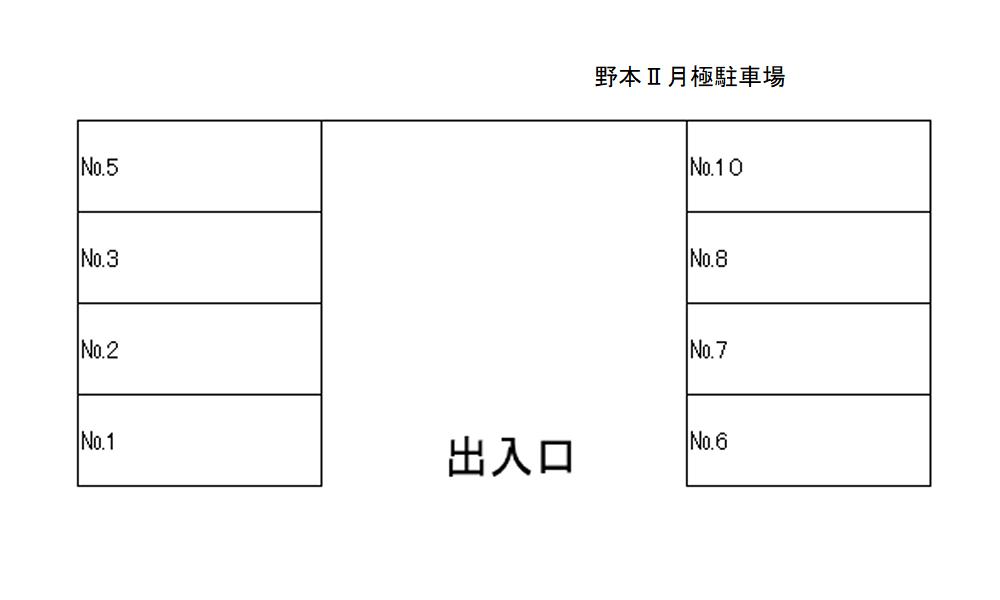 野本Ⅱ月極駐車場の駐車配置図
