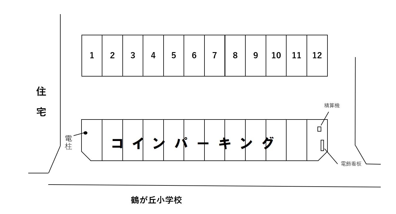 山田鶴ヶ岡パーキングの駐車配置図